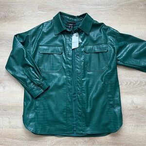 Forever 21 Emerald Faux Leather Croc Jacket